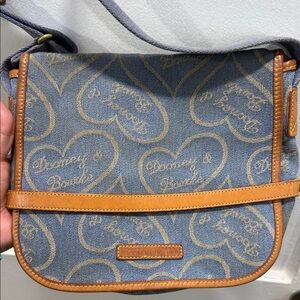 Dooney & Bourke Blue Heart Logo Crossbody with Tan Trim